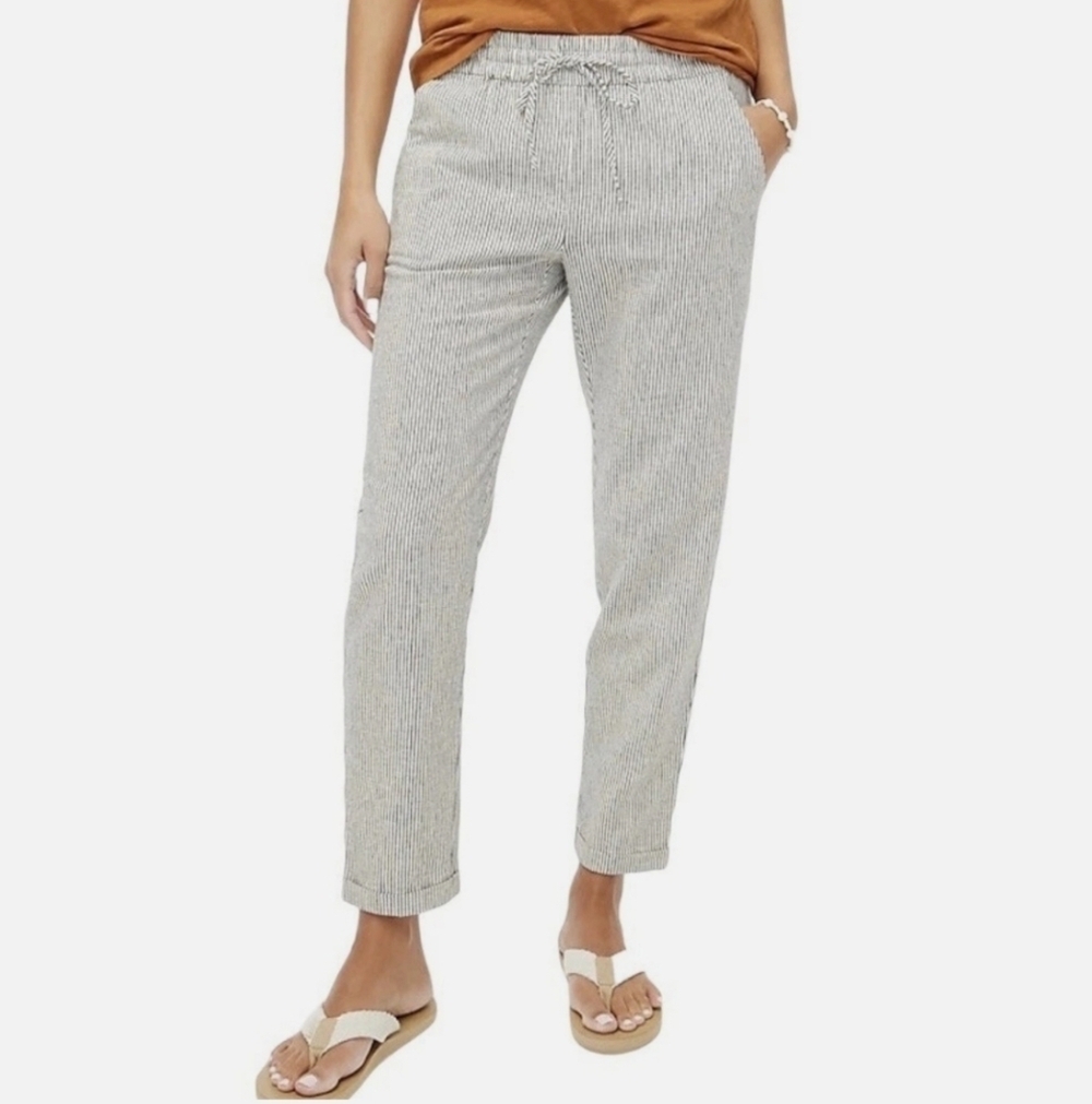 J. Crew Black and White Striped Linen Pant 4